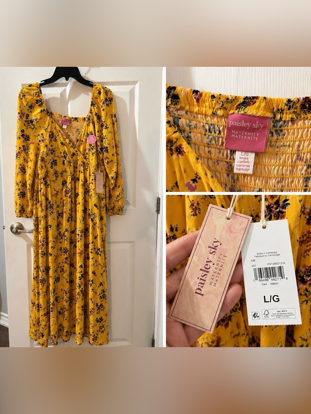 Paisley Sky Floral Yellow Maternity Dress